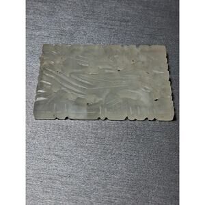 Antique Chinese Carved Phoenix Jade Jadeite Plaque Pendant